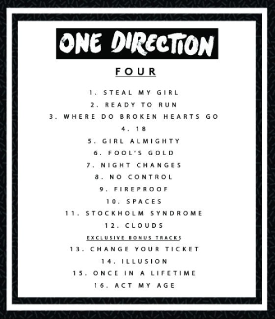 one direction four tracklist