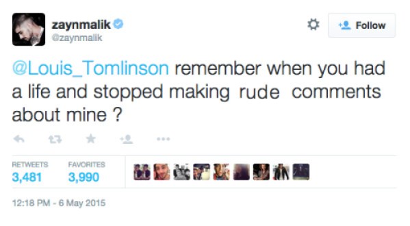 Zayn Malik Attacks Louis Tomlinson On Twitter After Naughty Boy Diss