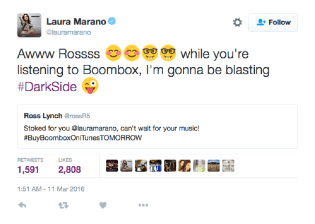 laura marano and ross lynch tweet