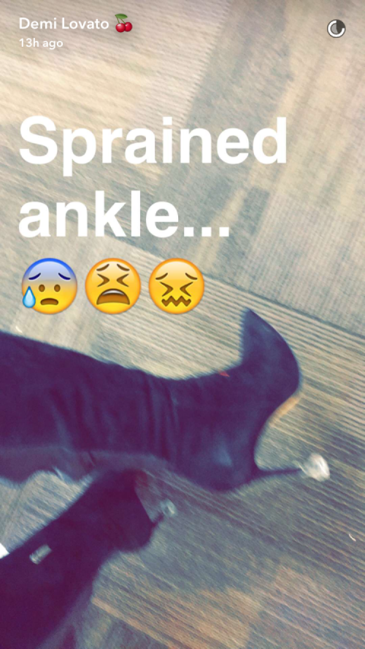 demi sprained ankle