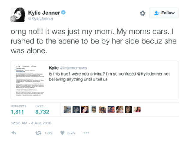 kylie jenner twitter - car crash