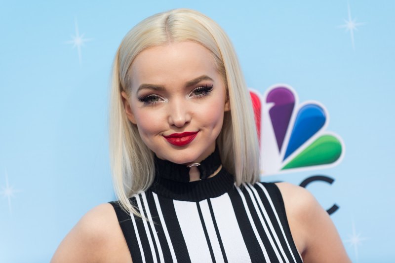 Dove cameron long hair red lips