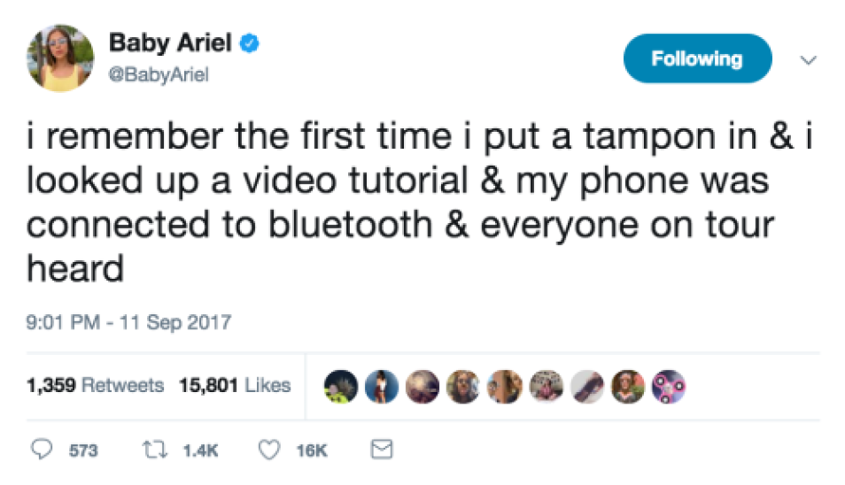 Baby Ariel Tells Story of First Time Using a Tampon
