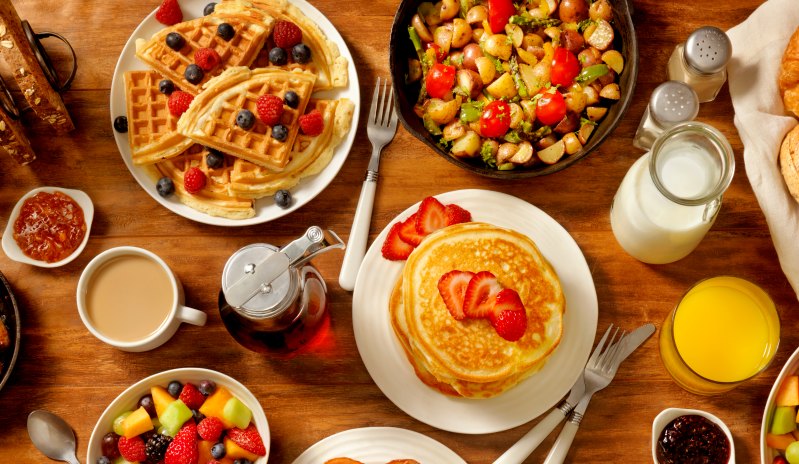Pancake waffle breakfast