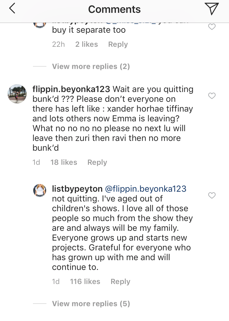 peyton list instagram comment