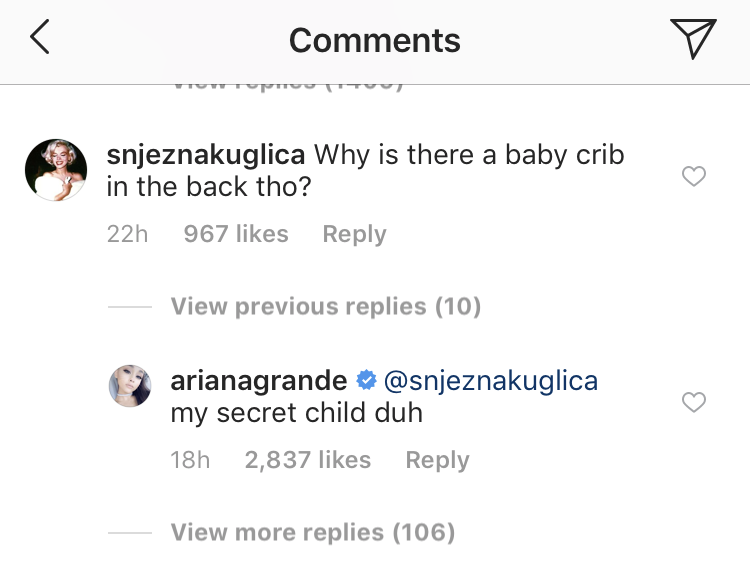 ariana grande baby comment