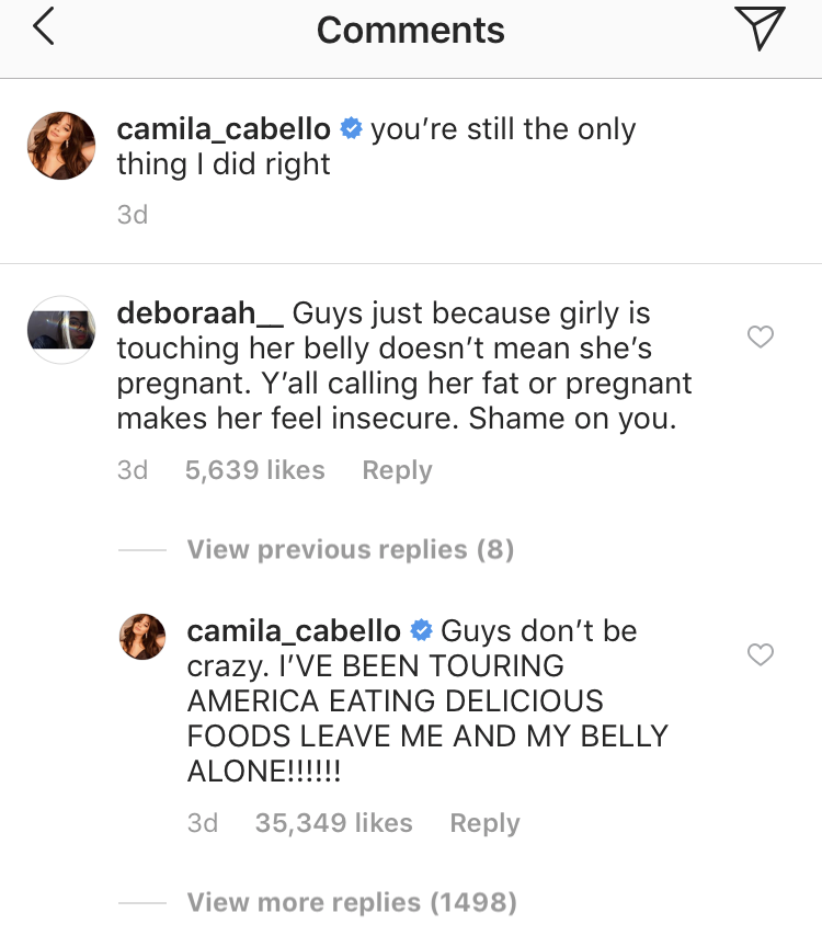 Camila Cabello IG Comment