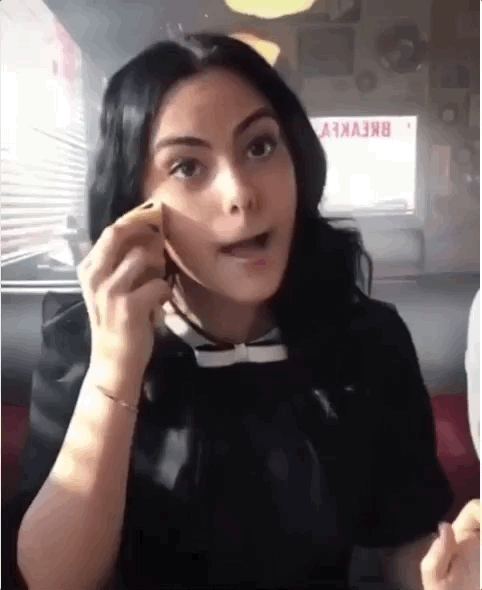 Camila Mendes uses pancake to blend her makeup