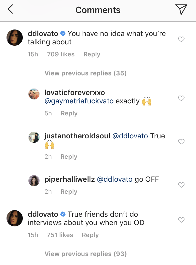 Demi Lovato Instagram Comments