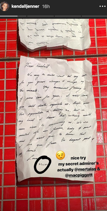 Kendall Jenner Love Note