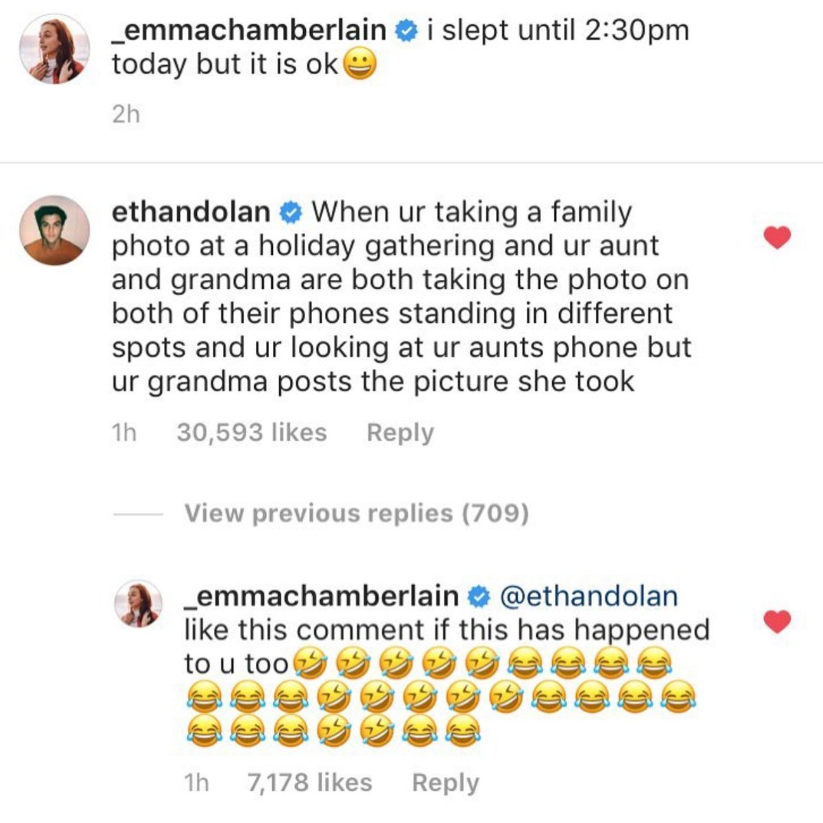 See Ethan Dolan And Emma Chamberlain S Cute Instagram Comments