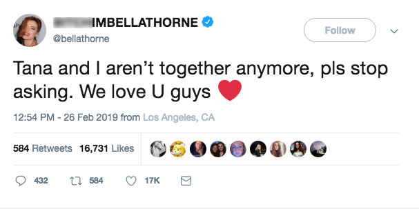 Bella Thorne Tweet