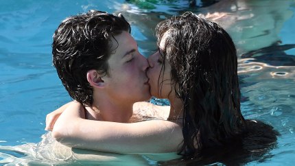 Camila Cabello and boyfriend Shawn Mendes can't keep their hand, or their lips, off each other as they make out in the pool in Miami