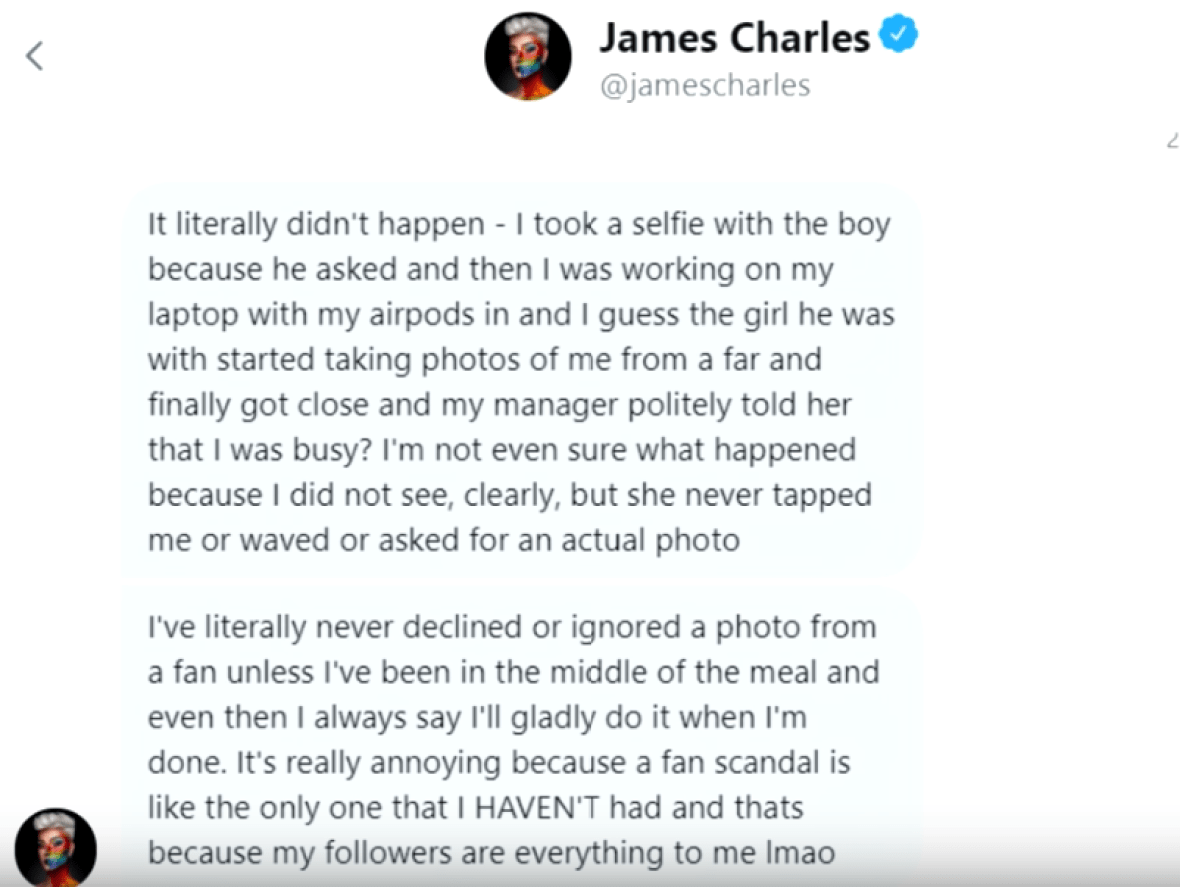 James Charles Accused Of Being Rude To Fans