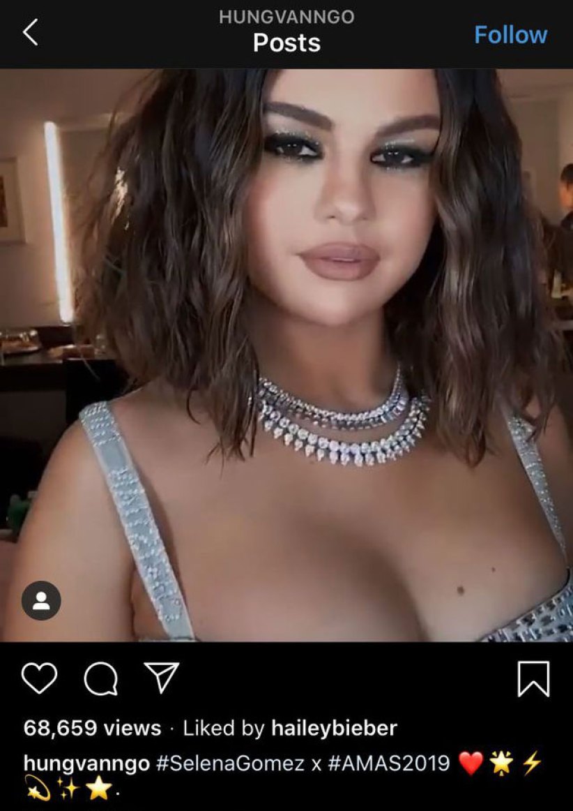 Hailey Baldwin Likes Selena Gomez Photo on Instagram 2019 AMAs