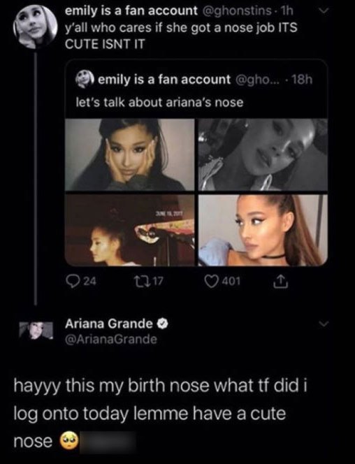 Ariana Grande Plastic Surgery Slams Fans Who Accuse Her
