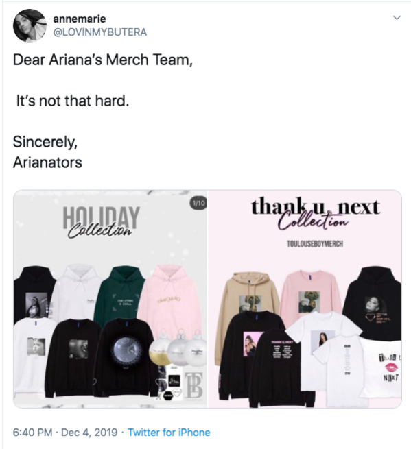 Ariana Grande Fans Drag Her Christmas Chill Merch
