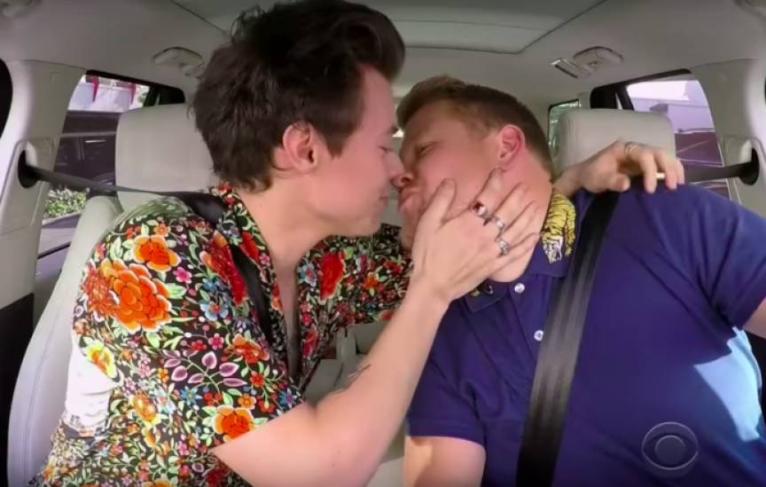 James Corden Harry Styles Carpool Karaoke Kiss