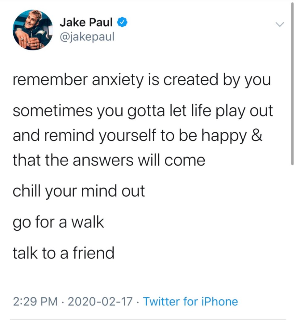 Jake Paul Comes Under Fire For Saying Anxiety 'Is Created By You'