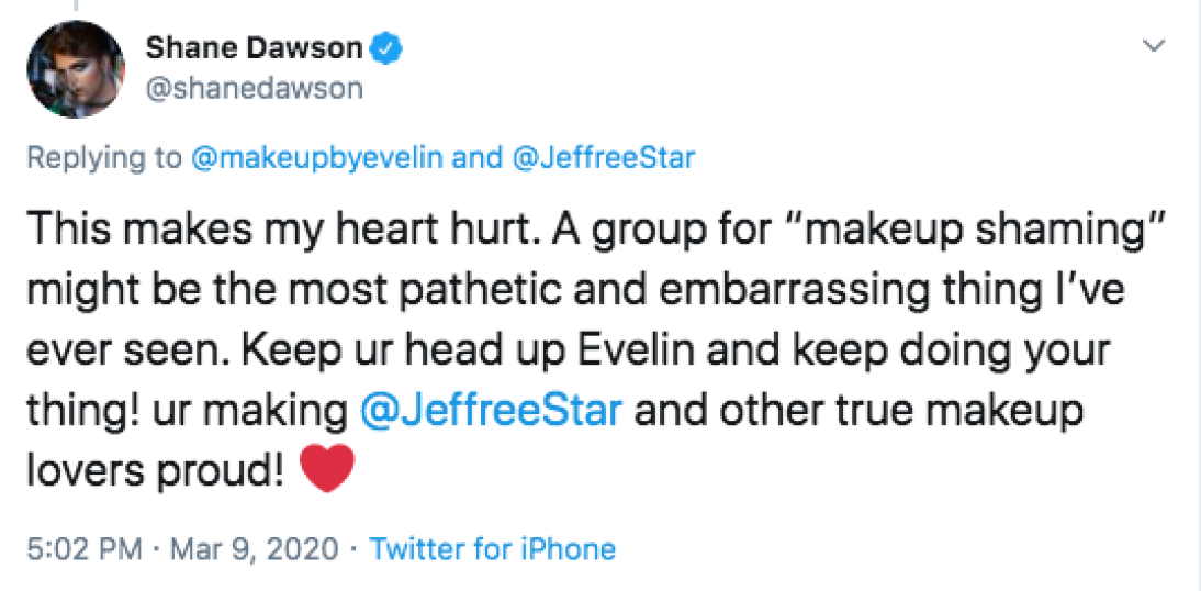 Jeffree Star and Shane Dawson Send Support To Fan Who Was ‘Makeup Shamed’