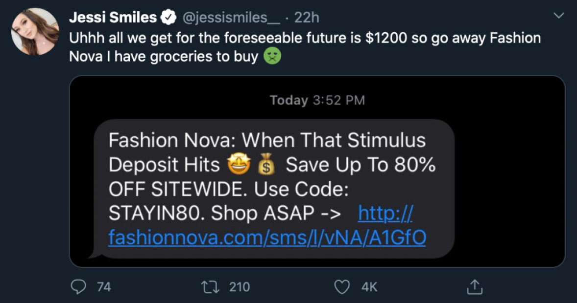 Fashion Nova Gets Backlash For Asking People To Spend Stimulus Checks On Clothes