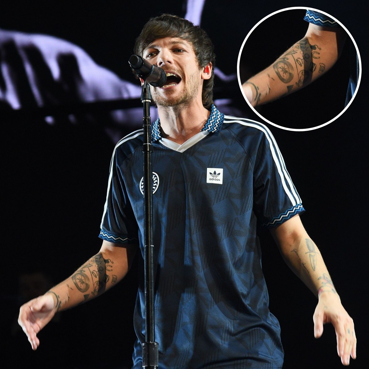 One Direction's Louis Tomlinson reveals yet ANOTHER tattoo a tribute to  his old band The Rogues on his shins